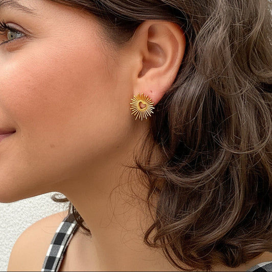Boucles d’oreilles Divinita — Boucles d'oreilles plaquées or ex-voto coeur